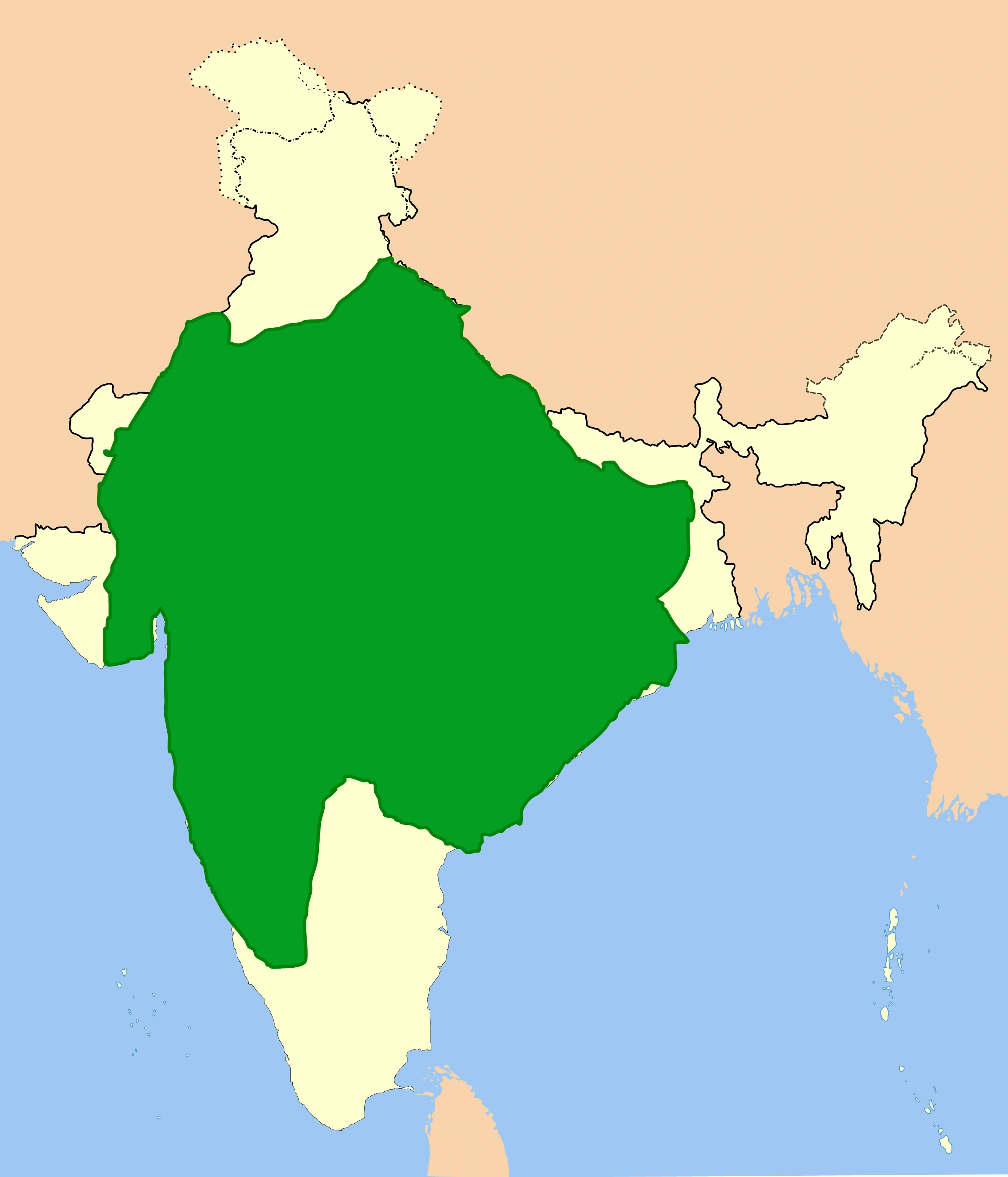 Maratha power around 1760: confederate influence was not identical to uniform central administration.