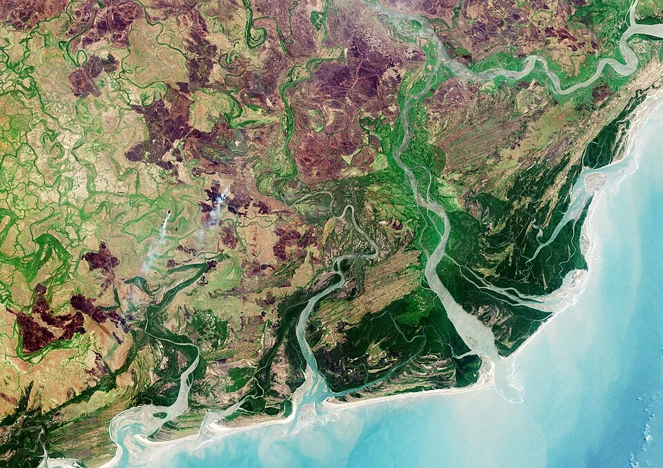 Sentinel-2A image of Mozambique’s Zambezi Delta, a comparative example of ecosystem diversity.