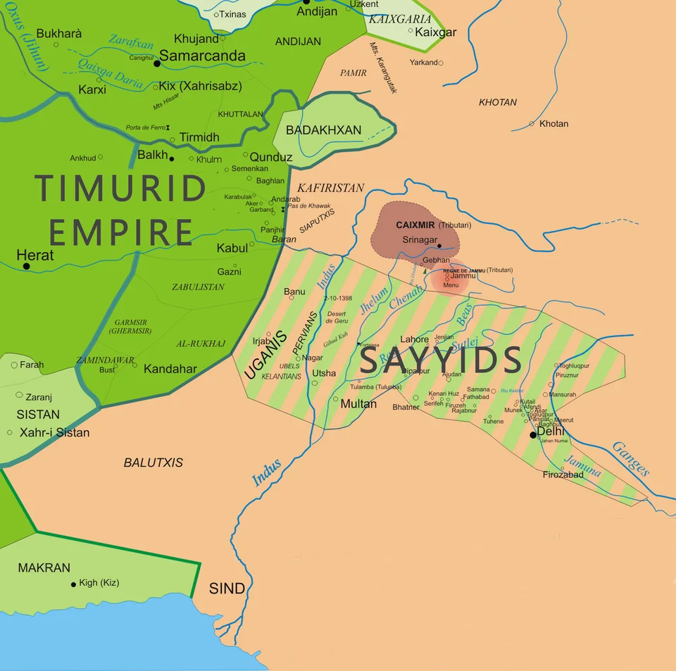Illustration of the Delhi Sayyids in relation to Timurid overlordship.