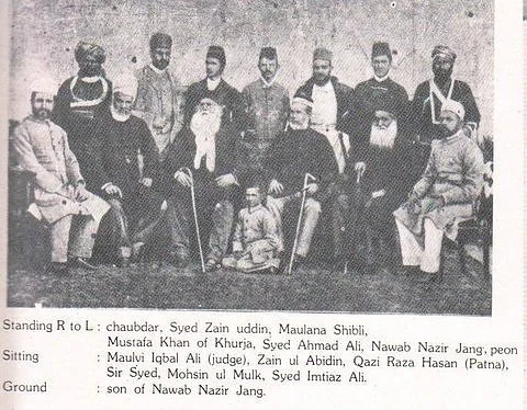 Figures associated with the Aligarh Movement, identified in the metadata as including Sir Syed Ahmad Khan and Zainul Abideen.