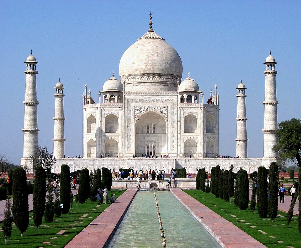The Taj Mahal at Agra, an example of Mughal funerary architecture.