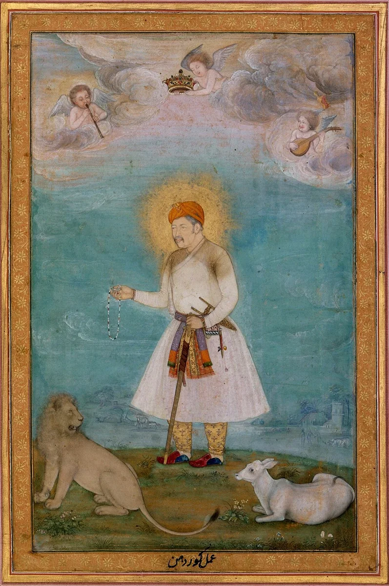 Akbar with Lion and Calf, attributed to Govardhan, circa 1630: an illustrative context for Sulh-i-kul.