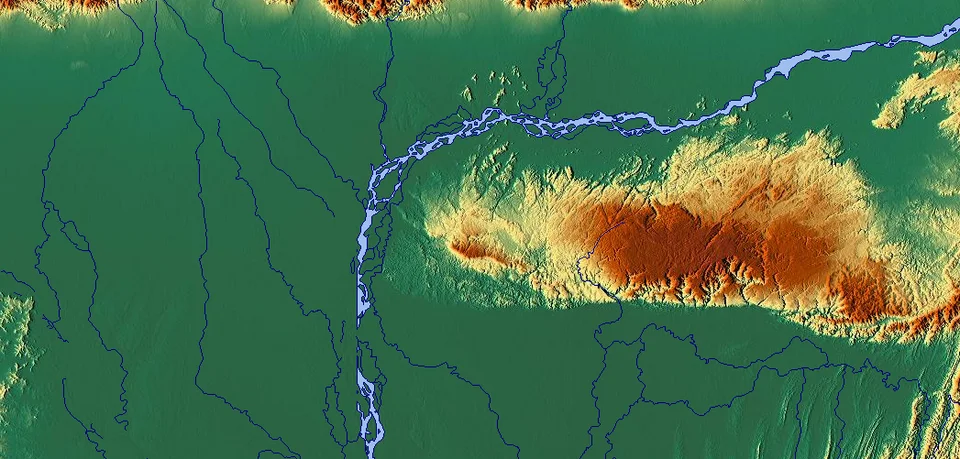 Relief map of the transboundary Brahmaputra river system.