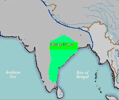 Illustrative map of Kalinga’s extent under Kharavela, as described in the supplied metadata.