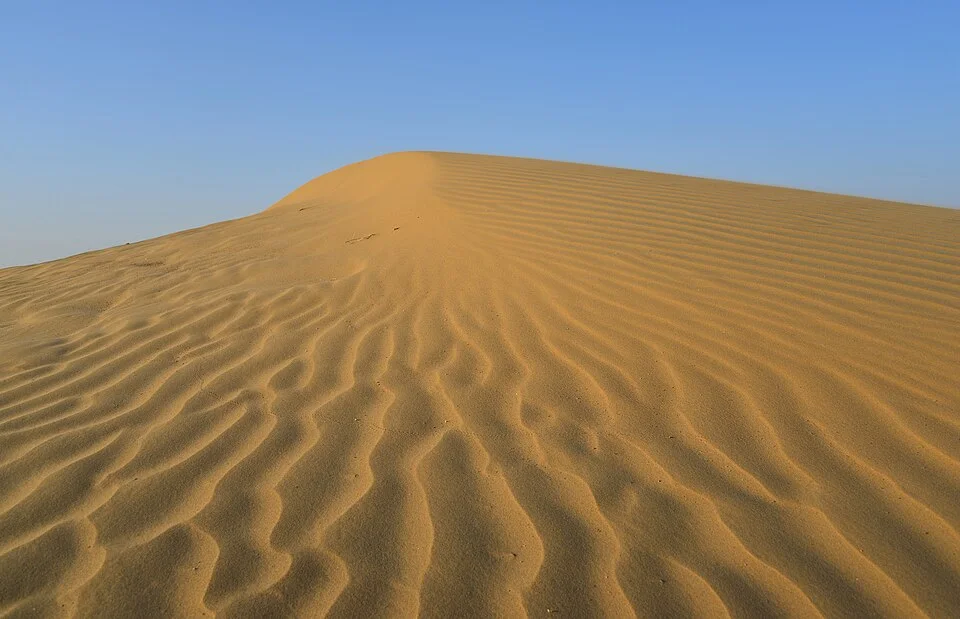Dunes in the Thar Desert, illustrating an aeolian landform of the Indian Desert.