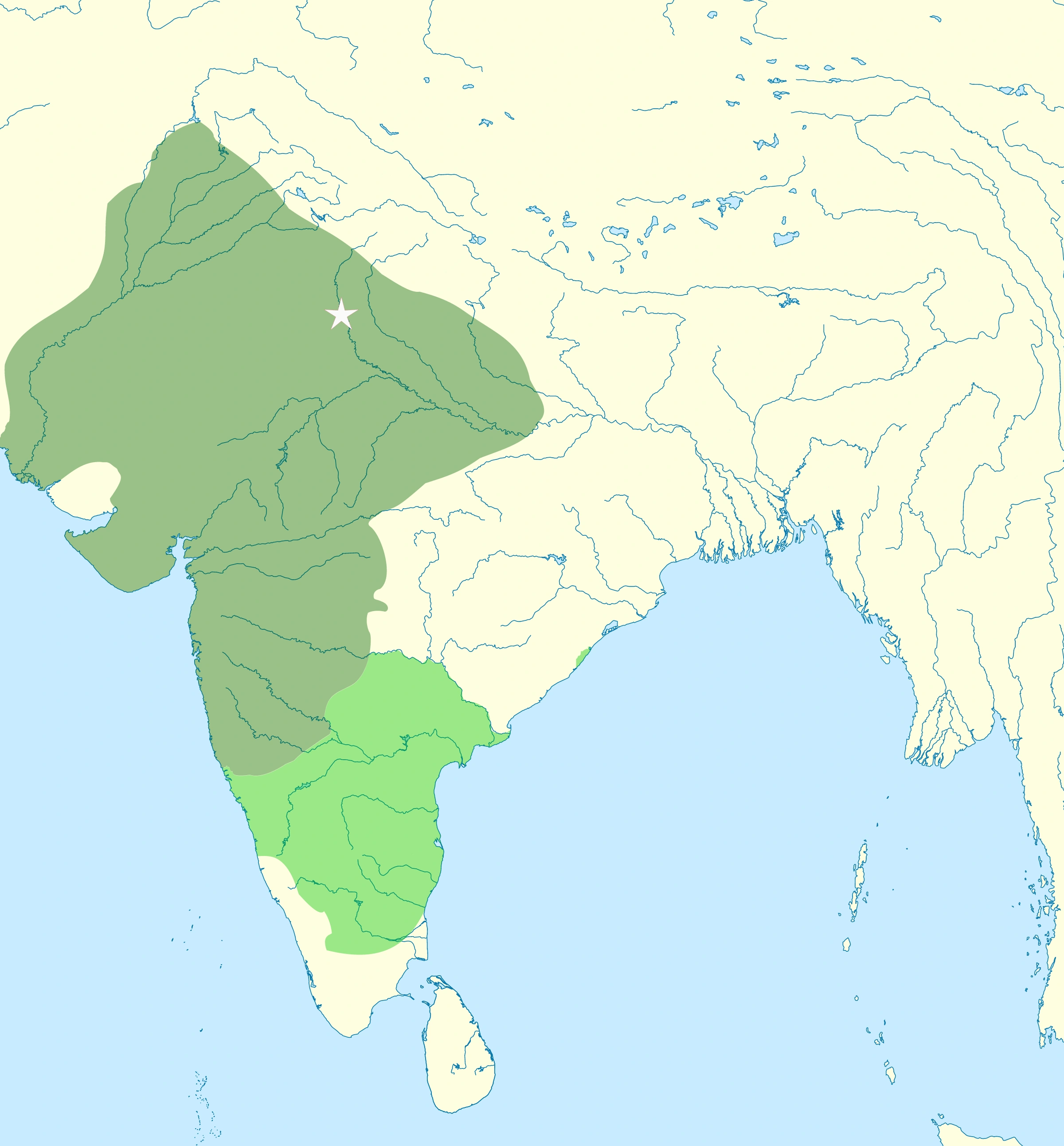 Delhi Sultanate under the Khaljis: compare the northern core with the Deccan campaign regions.