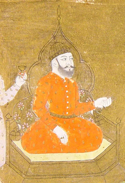 Portrait identified as Muhammad bin Tughlaq; metadata describes an Early Mughal-style painting.