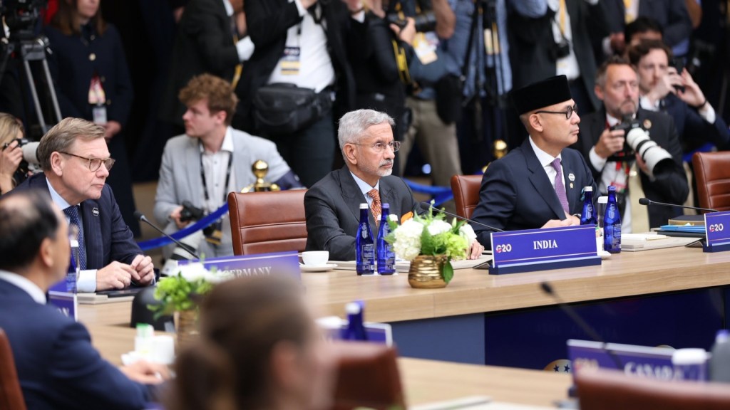 S. Jaishankar at the G20 Foreign Ministers’ meeting, where India called for consistent opposition to terrorism and protection of civilian shipping.