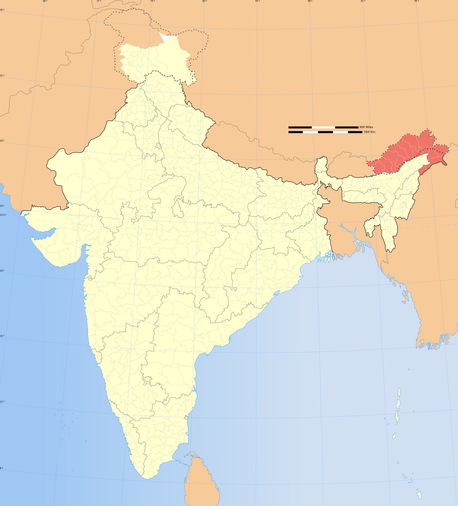 Locator map showing Arunachal Pradesh and its district boundaries, providing geographic context for the reported face-offs; it does not identify patrol routes or face-off locations.