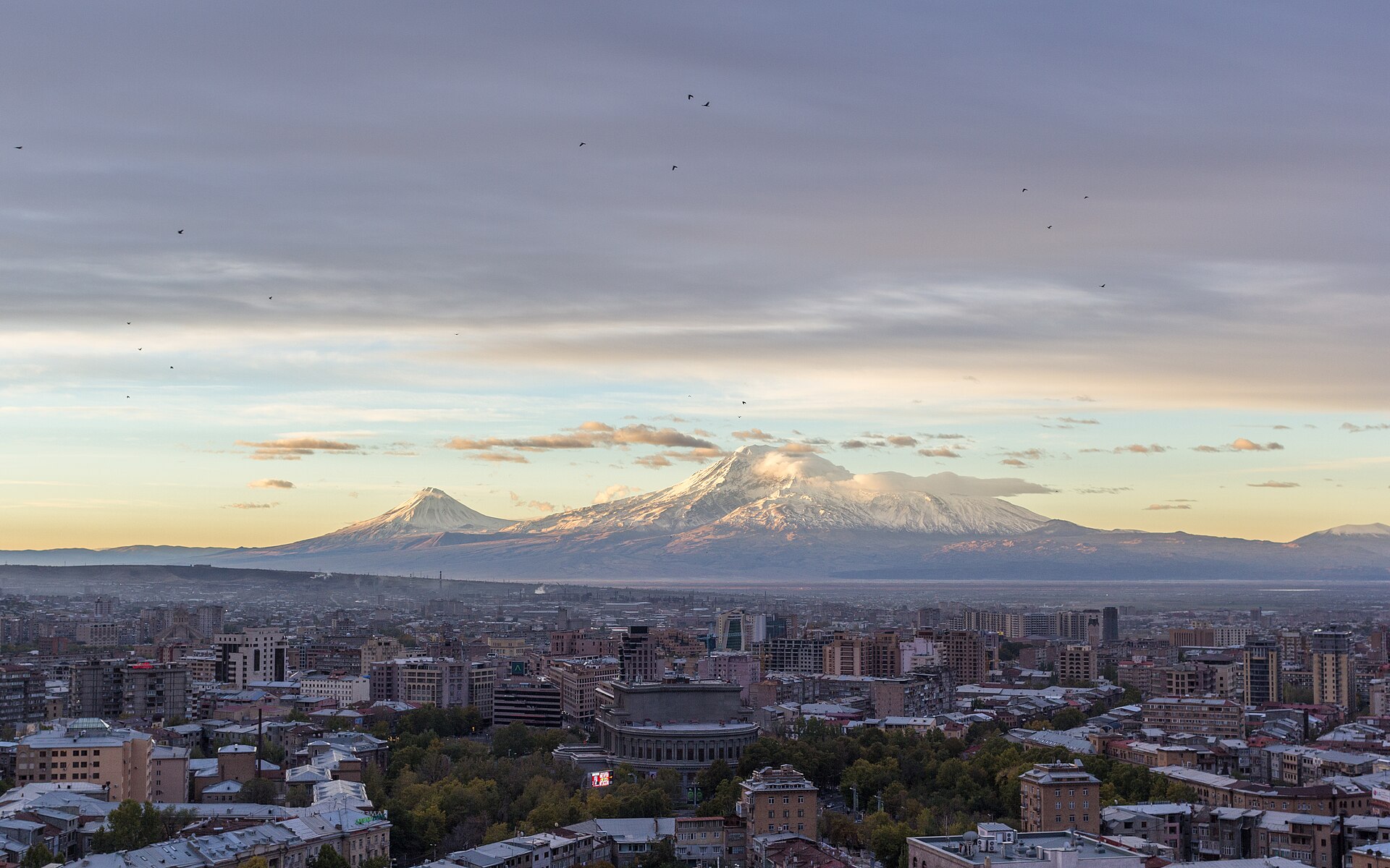 Reference view of Yerevan, Armenia’s capital, at dawn; the city is hosting the COP17 biodiversity talks.